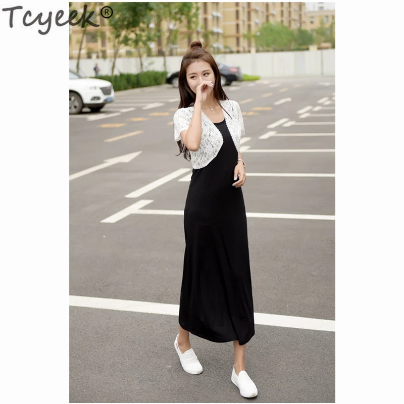 Vestido de Verano de talla grande para mujer, largo sin mangas, vestido Casual elegante, Maxi Vestidos negros de Vestidos Verano LWL1732| Vestidos| - AliExpress