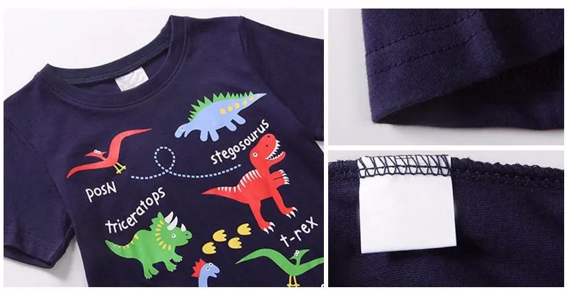 Babyinstar/ летний топ, футболка, рубашка Детская футболка для мальчиков и девочек, рисунок из мультфильма, с принтом Футболка-Динозавр Детская одежда короткий рукав Тройник