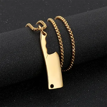 

Stainless Steel Mini Kitchen Knife Pendant Men's Punk Style Fashion Necklace Accessories