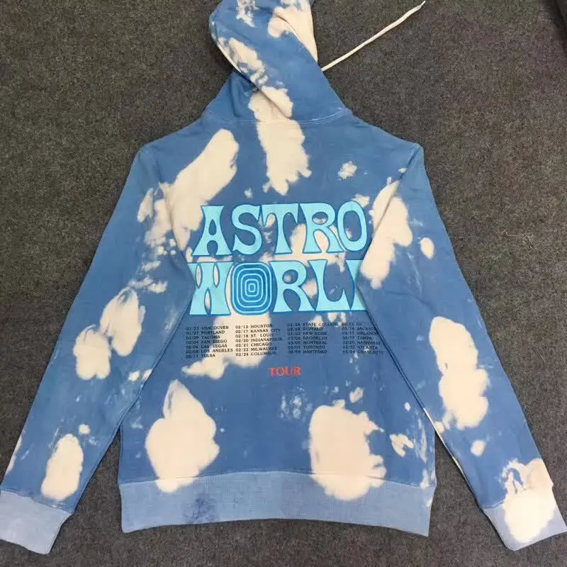  ASTROWORLD Hoodie Tie Dyeing Travis Scott Tour Astronaut Logo ASTROWORLD Hoodies 2019 Men Women Pul