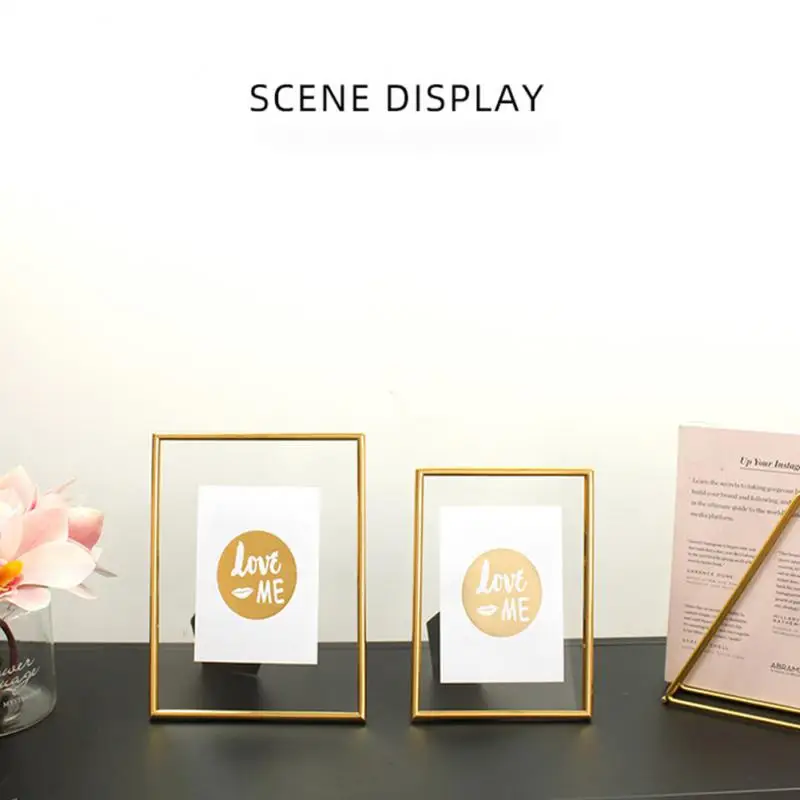 Picture Frame Metal Golden Photo Acrylic Minimalist Desktop Inside Certificate Vertical Household Ornaments | Дом и сад