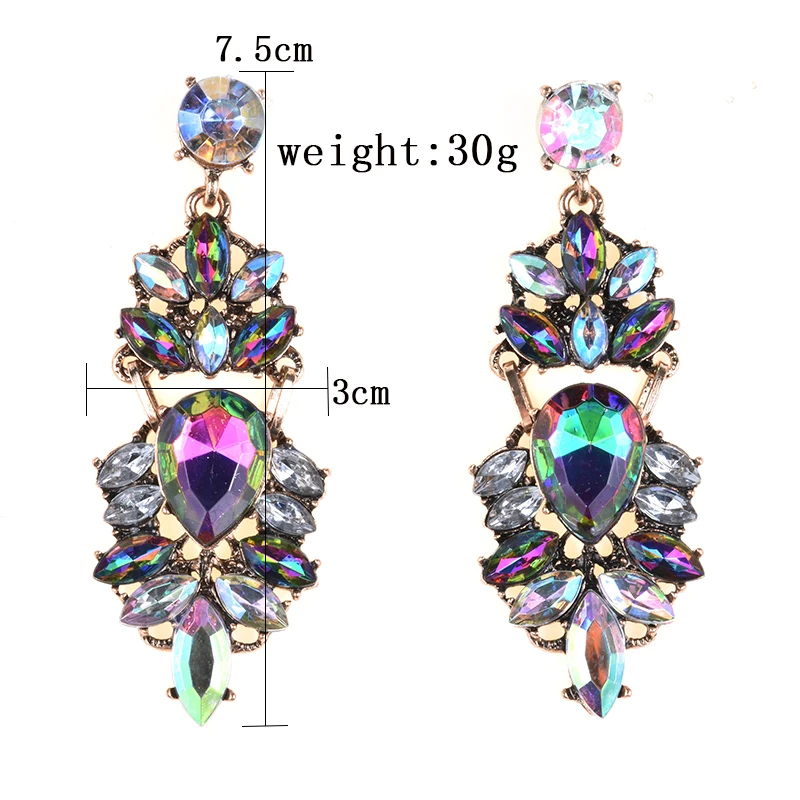 Dangle Earrings Boho Ethnic Water Crystal Drop Geometric Long Women Jewellery