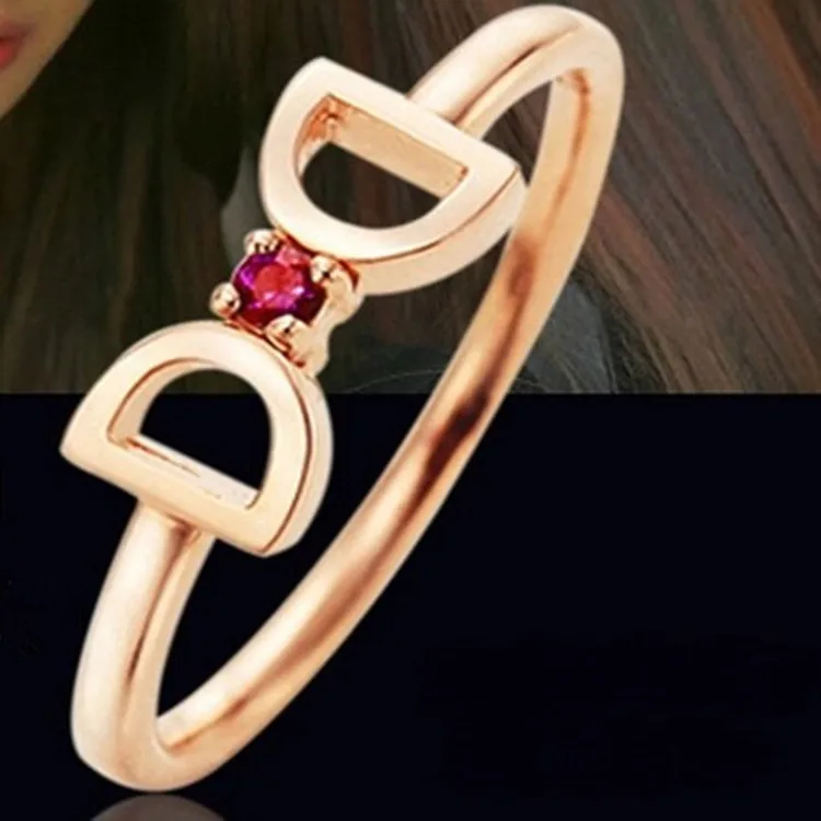 

Korean Version Of The New Fashion Simple Personality Wild Star With The Ring D Letter Bow Ring Jewelry Wholesale Girls Rings