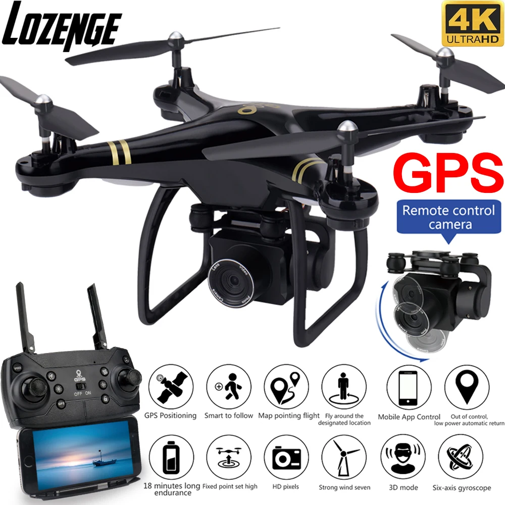 

Lozenge GW168 GPS Drone with Camera 4K Follow Me Mode RC Drone Wifi Live Video Long Fly Time Quadcopter Remote Control Camera