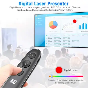 

Wireless Presenter Highlighting Magnify LCD Screen Wireless Transmitter Digital USB Rechargeable Powerpoint Presentation Clicker