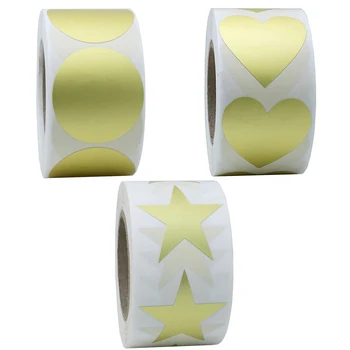 

Prefect Golden Round/Heart/Pentagram Stickers Seal Labels Scrapbooking for Baking Package Wedding Gift Decoration 500pcs/Roll