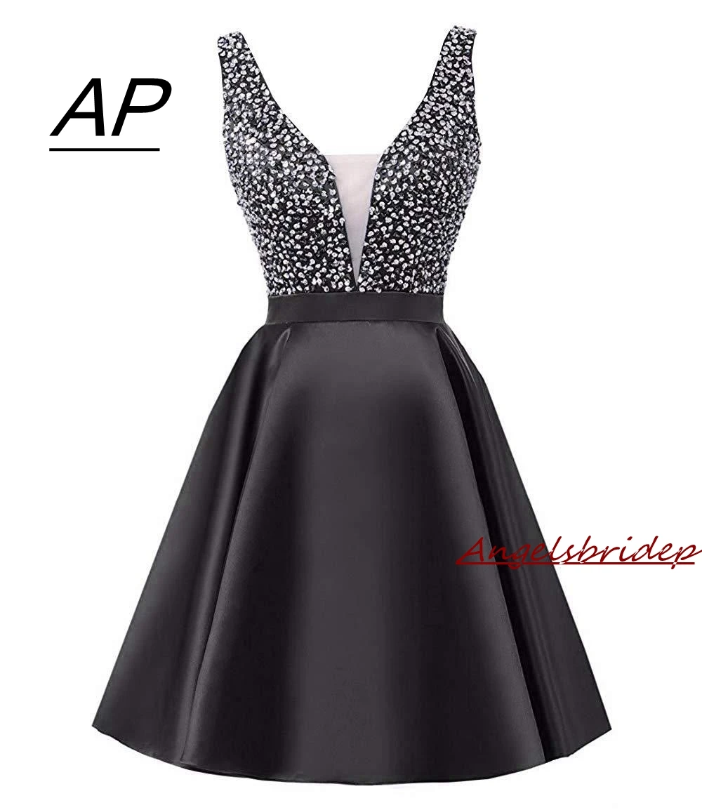 Fashion-V-Neck-Short-Homecoing-Dress-Party-Gowns-Sexy-Backless-Beading-Satin-Vestidos-de-festa-Graduation