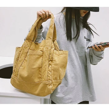 

New handbag simple fashion shoulder bag 2020 design canvas bag shoulder handbag solid color