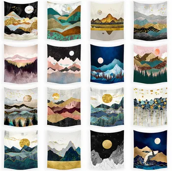 

Landscape Simple Forest Sun View Peach Skin Background Tapestry Digital Printing Decorative Cloth