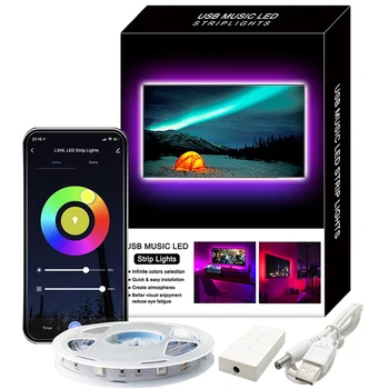 

LED Strip Light Music Sync 5M 5V USB LED Strip Lights with Remote RGB 5050 Color Changing Light Strips Work with Tuya Wifi