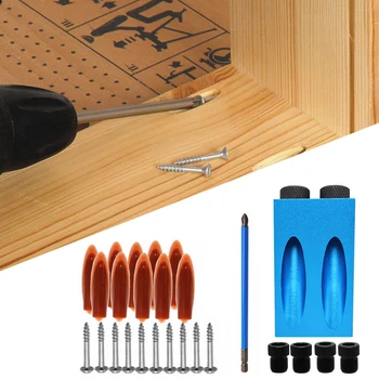 

Oblique Hole Locator Pocket Hole Jig Kit Set Oblique Hole Locator Positioner DIY Woodworking Hand Tools Oblique Hole Positioner