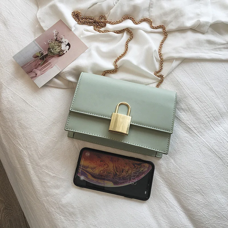 

2019 New Style Hipster Fashion Creative Magnetic Snap PU Handbag Patent Leather Shoulder Bag Oblique Bag Green Bag