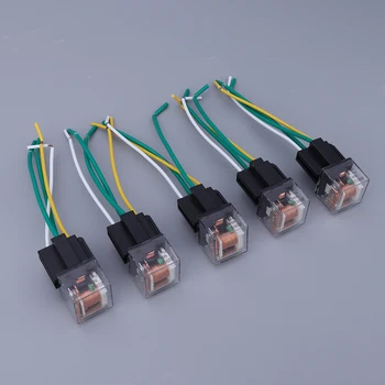 

Set of 5 4 Pins SPDT 60A Relay Auto Car Control Device Relay Socket w Wire Waterproof 12V