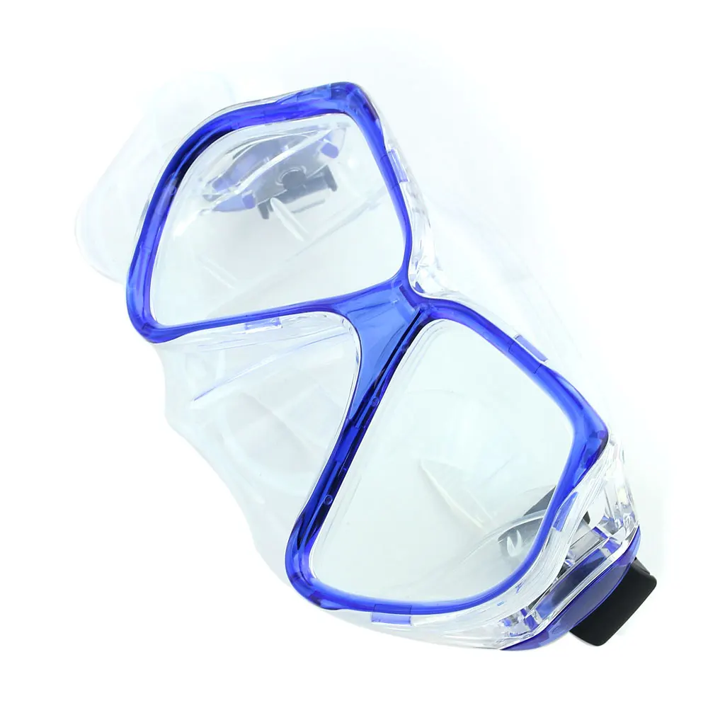 Blue Diving Mask Swimming Silicone Tempered Glass Goggles Snorkeling Device