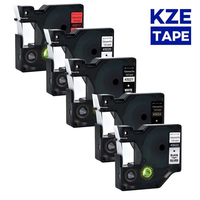 

5PKS D1 mixed-color label 12mm Label Tape Black on White Compatible for Label printer Dymo Label Manager LM160 280 Dymo PNP