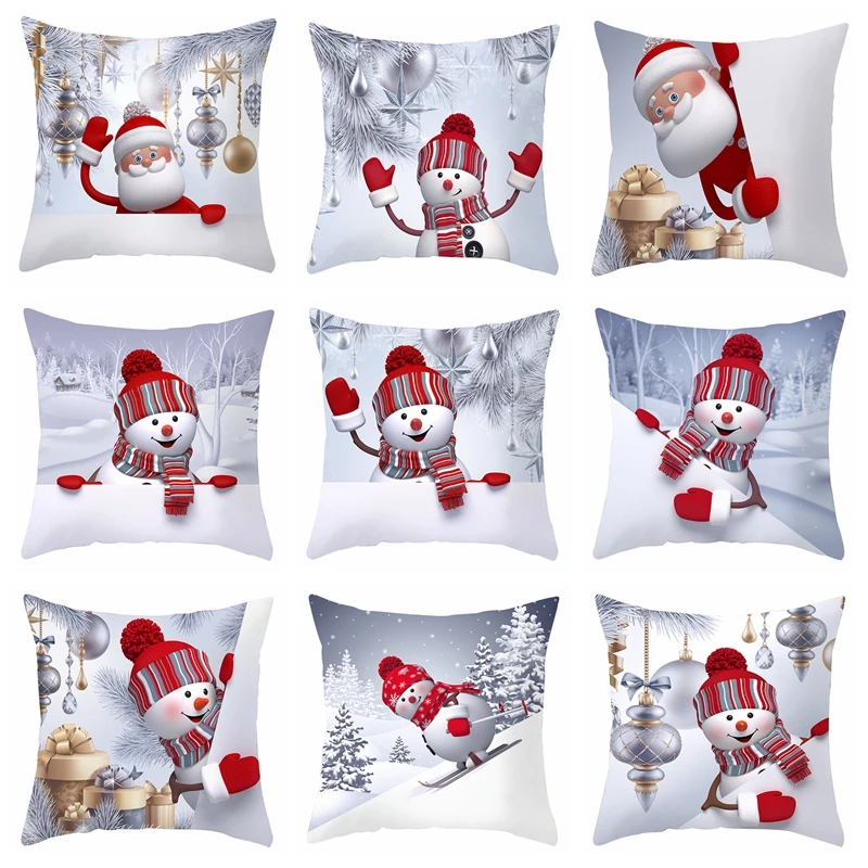 Christmas Decorative Throw Pillows Case Cartoon Snowman Santa Claus Cushion Cover For Car Sofa Pillowcase Home Decor | Дом и сад