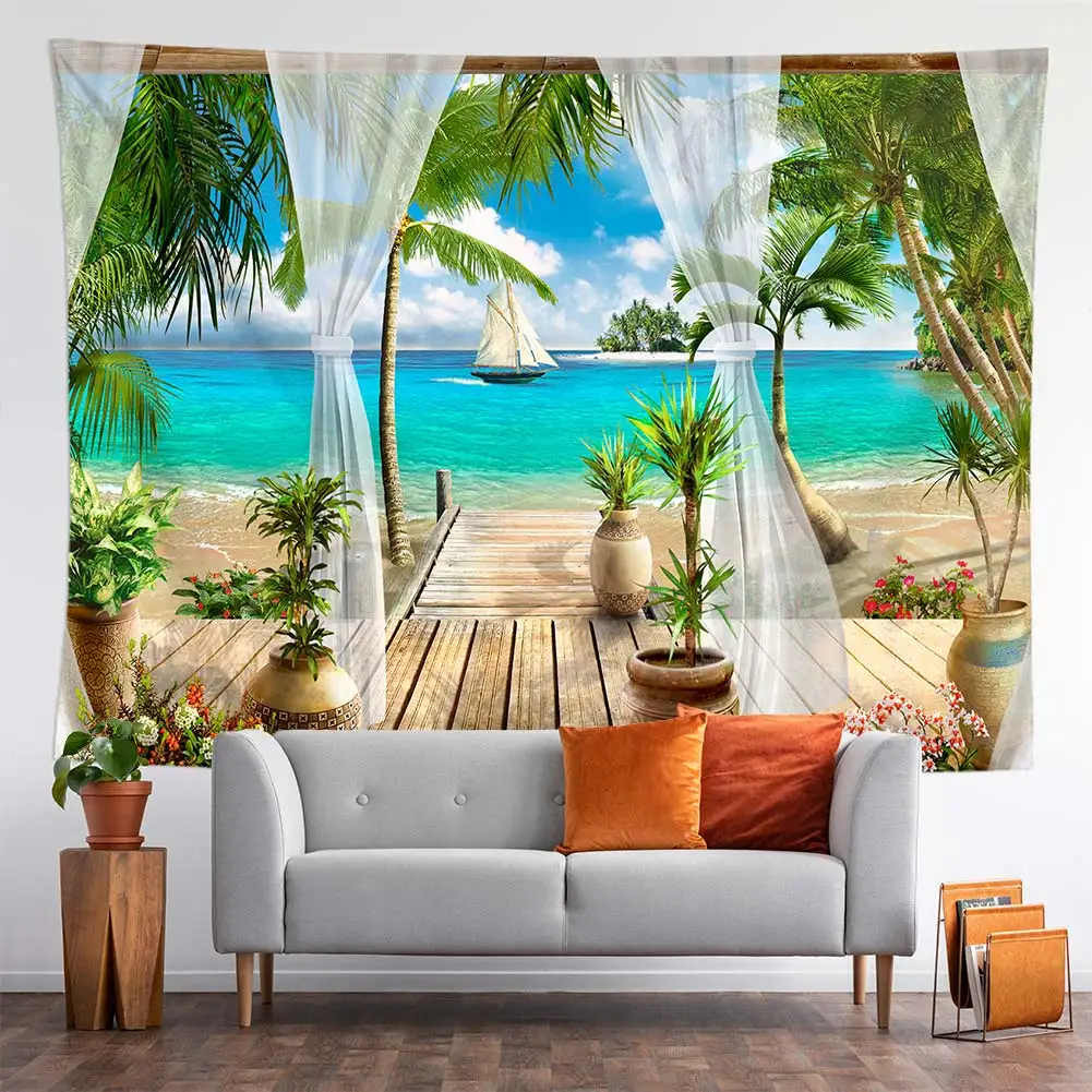 Wall Hanging Tapestry Beach Boho Tapestry Wall Hanging Beach Scene