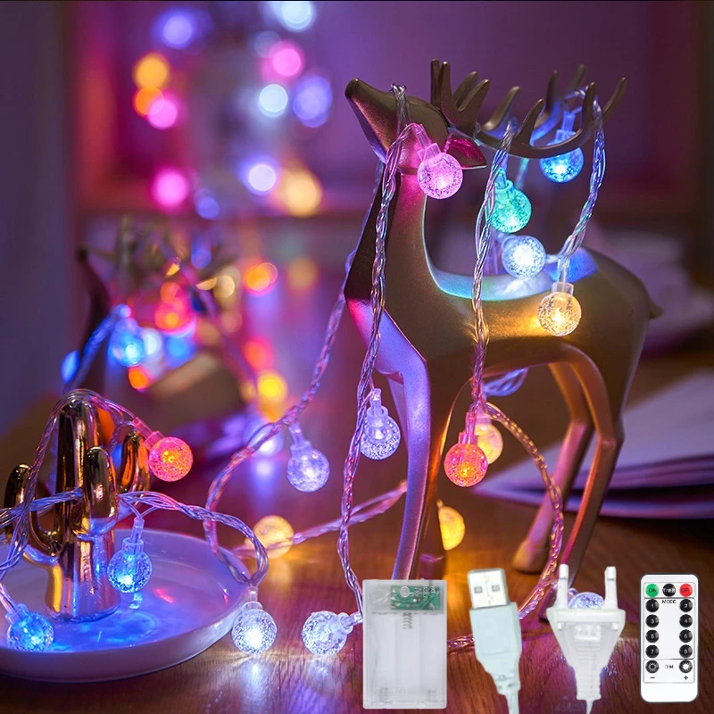 Bubble Ball Fairy Lights String Outside Christmas Decor Patio Street Garland LED Lamp Holiday Party Bedroom Wedding Living Room solar festoon lights