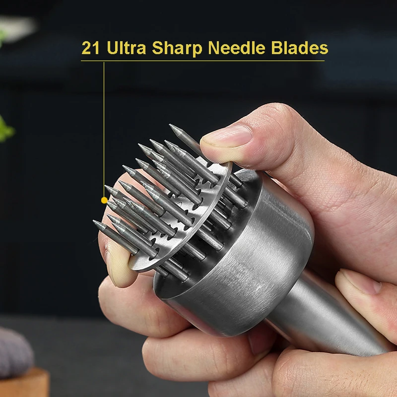 304 Stainless Steel Meat Tenderizer Durable 21 Ultra Sharp Needle Blade Tenderizer for Steak Beef Steak Kitchen Cooking Tools