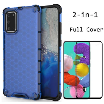 

for Samsung A51 Case Cover Full Protective Glass on for Samsung Galaxy A51 A 51 Armor Silicone Bumper Shockproof Hard Clear Case