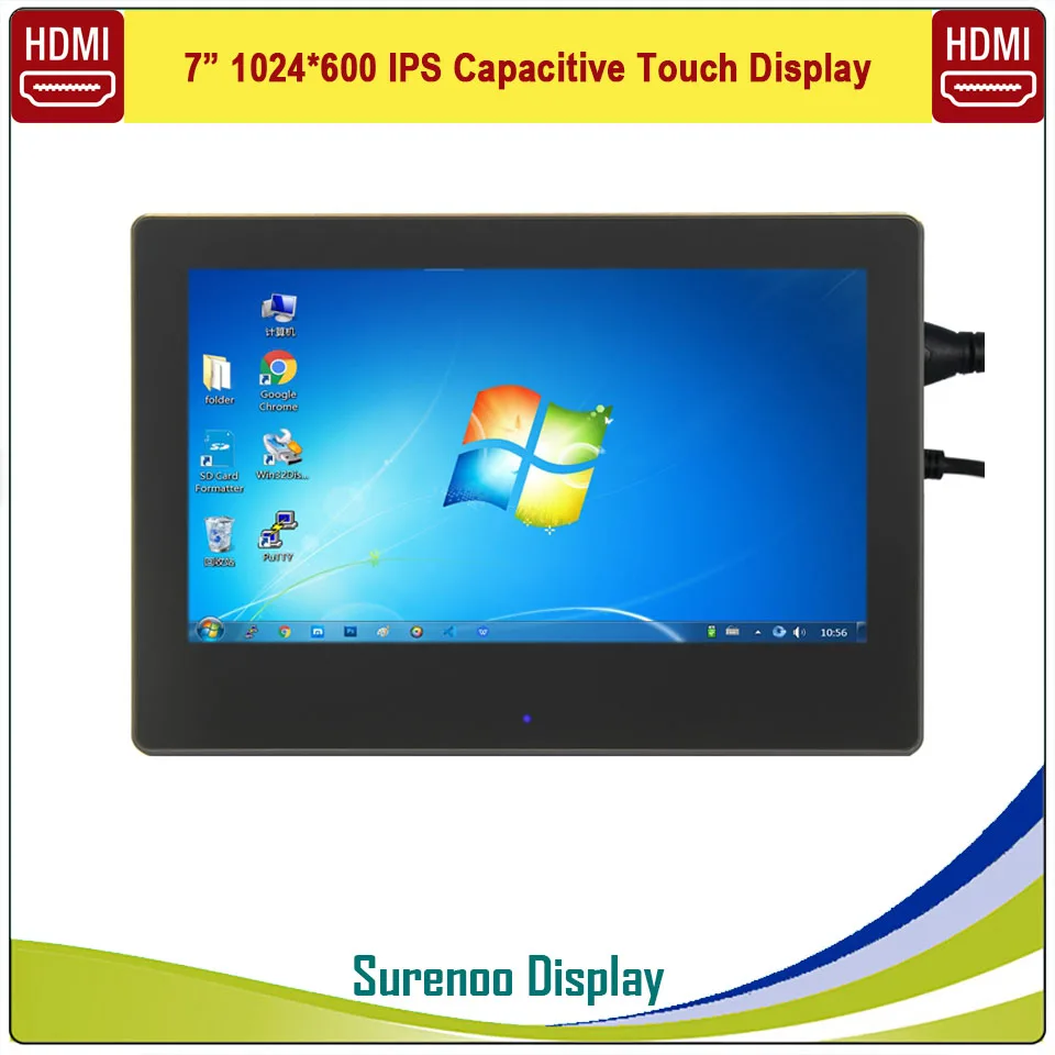 7 &quot7 0 дюймов 1024*600 HDMI совместимых с IPS USB емкостный сенсорный экран ЖК-дисплей