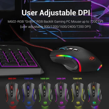 

Gaming Mouse USB Wired Optical Mice Household Redragon M602A-RGB Small Computer Accessories for Desktop Laptop PC