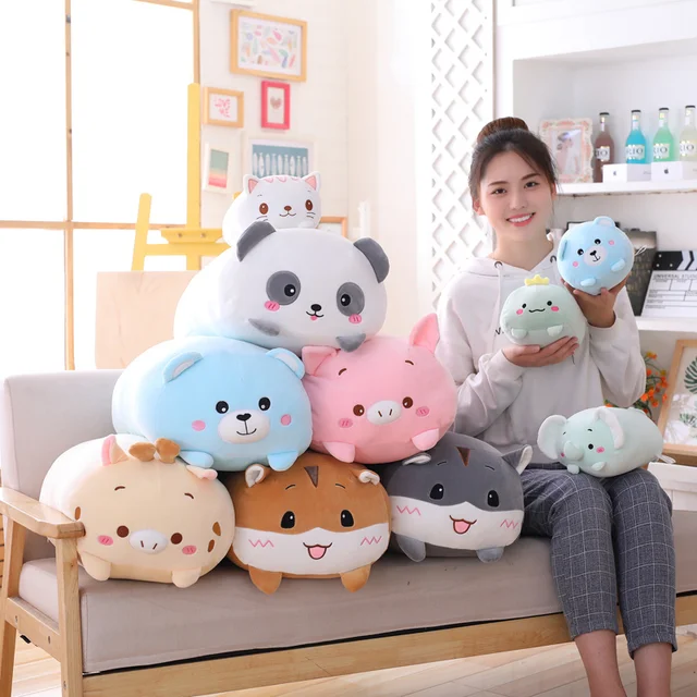 18-28CM Soft Animal Cartoon Pillow Cushion Cute Fat Dog Cat Totoro Penguin Pig Frog Plush Toy Stuffed Lovely kids Birthyday Gift 2