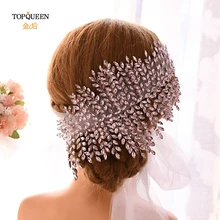 TOPQUEEN HWS01-W, Новое поступление, свадебная тиара, красные стразы, свадебная вуаль, повязка на голову, свадебная тиара