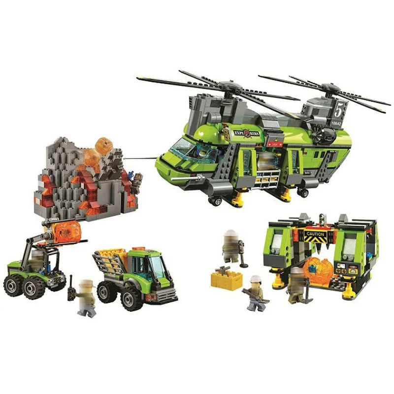 

1277pcs Volcano Heavy-Lift Helicopter Building Blocks Bricks Toys Compatible Legoinglys Ieads Christmas Gift Toys for Children