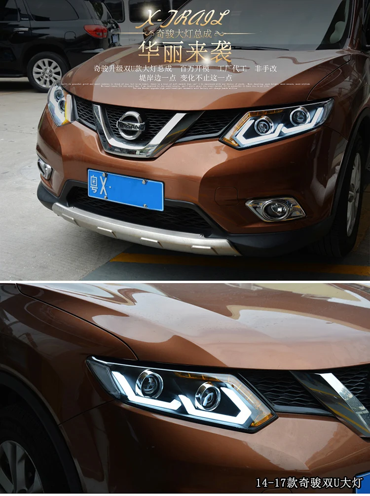 Тюнинг автомобилей фары для Nissan X-Trail Xtrail светодиодные фары DRL ходовые огни биксеноновые фары Противотуманные фары с ангельскими глазками