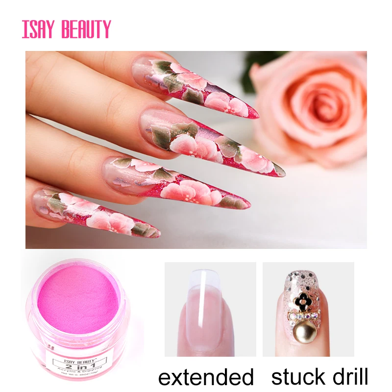 

ISAYBEAUTY acrylic powder dipping 2 in 1 nails carving and extension acrylic nail system 3D Nail Art Decoration