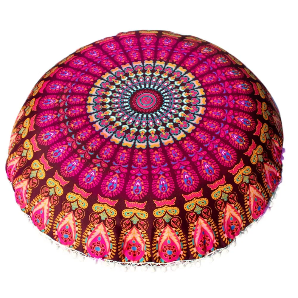 L5 напольные подушки с индийской мандалой, круглые богемные подушки, чехол, цветная текстильная подушка 43*43 см, Прямая поставка - Color: B
