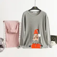 Autumn New Long Sleeve Cotton Pajamas Women's Autumn And Winter Cute Cartoon Net Red Round Collar Home Clothes Two Autumn New Long Sleeve Cotton Pajamas Women's Autumn And Winter Cute Cartoon Net Red Round Collar Home Clothes Two