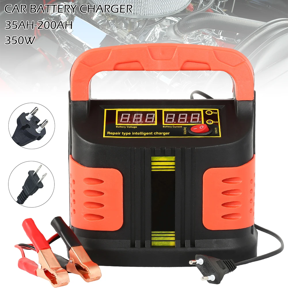 Online Cargador de batería de coche automático completo 350W 12 V 24 V 35Ah 200Ah 14A ajustar la carga rápida de la energía del LCD para la fuente de alimentación del coche de la motocicleta