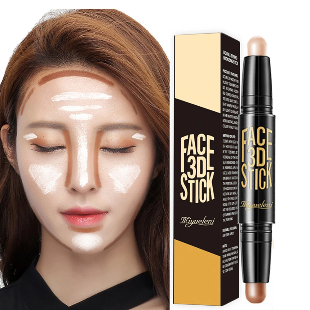 

Contour Stick Double Color Highlighter for Women Persistent Block Defect Facial Whitening Carry Bright Color of Skin Shadow