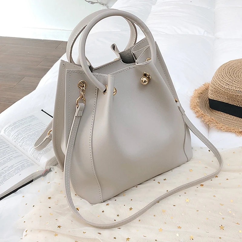 Simple Pu Leather Handbags With Round Handle For Women New Summer Crossbody Bags Female Travel Messenger Shoulder Bag