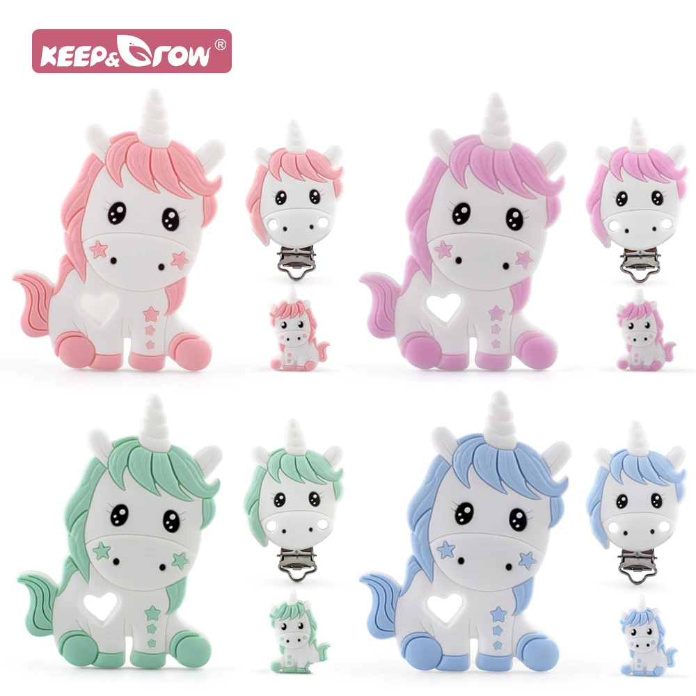 

Unicorn Silicone Pacifier Beads Clips Teether DIY Chain Baby Teething Nursing Cartoon Food Grade BPA Free Baby Oral Care Product