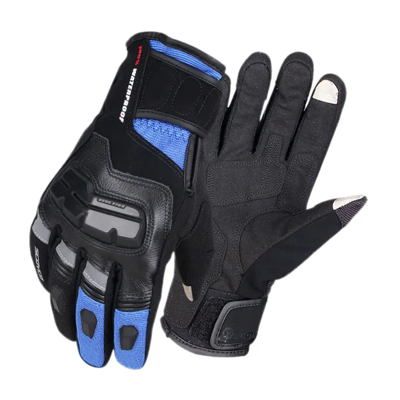 SCOYCO перчатки из углеродного волокна для мотоциклистов Guantes Moto ветрозащитные перчатки для мотокросса мужские перчатки для мотокросса с сенсорным экраном гоночные перчатки для верховой езды - Цвет: MC17B Blue