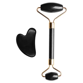 

1 Set of Obsidian Roller Scrapping Board Beauty Care Tools Double End Roller for Body Eye Massaging Face