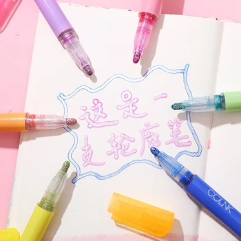 

1 pcs Double line pen contour pen 8 color shining hand account with colorful student graffiti painting diy hand-painted marker