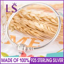 LS роскошный, высокое качество, 925 пробы, серебряный, знаковый, серебряный, очаровательный браслет и прозрачный CZ для женщин, подходит для оригинальных бусин