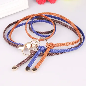 

Women's Belts Retro Woven Belt Ladies Decorative Waistband Female Round buckle Braided Belt Casual Thin Waist Rope Decoration
