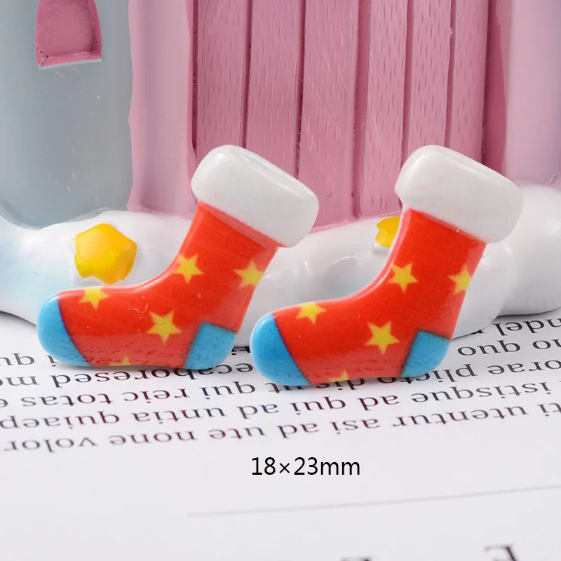 Christmas sock 1 10-40 шт Рождество узор плоская полимерная цвет наборы сделай сам DIY материал для рождественских украшений аксессуары украшения - Цвет: Christmas sock 1