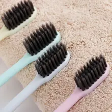 4 шт./компл. взрослые ультратонкие мягкие щетинки черные зубные щетки биоразлагаемая пшеничная соломенная ручка гигиена полости рта с крышкой головы