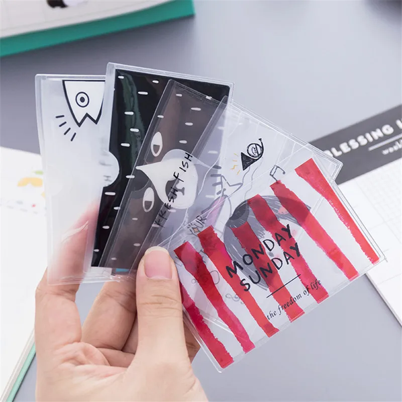 

Vogvigo Fresh ID Card Holder Case Cartoon Business Bus Bank Credit Card Cover Transparent PVC for Student Kid Women Badge Bag