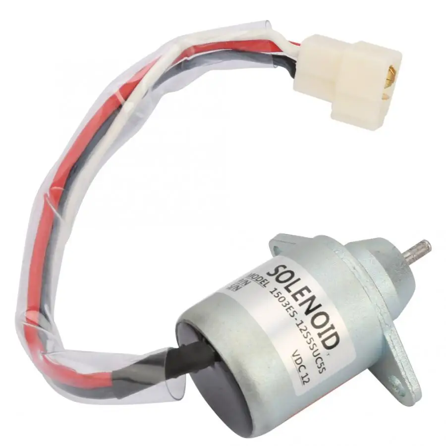 12V Solenoid Valve Steel Housing Diesel Engine Shut Off Stop Solenoid Valve Shutdown Flameout Replacement Kit AM124379 for Diesel Engines