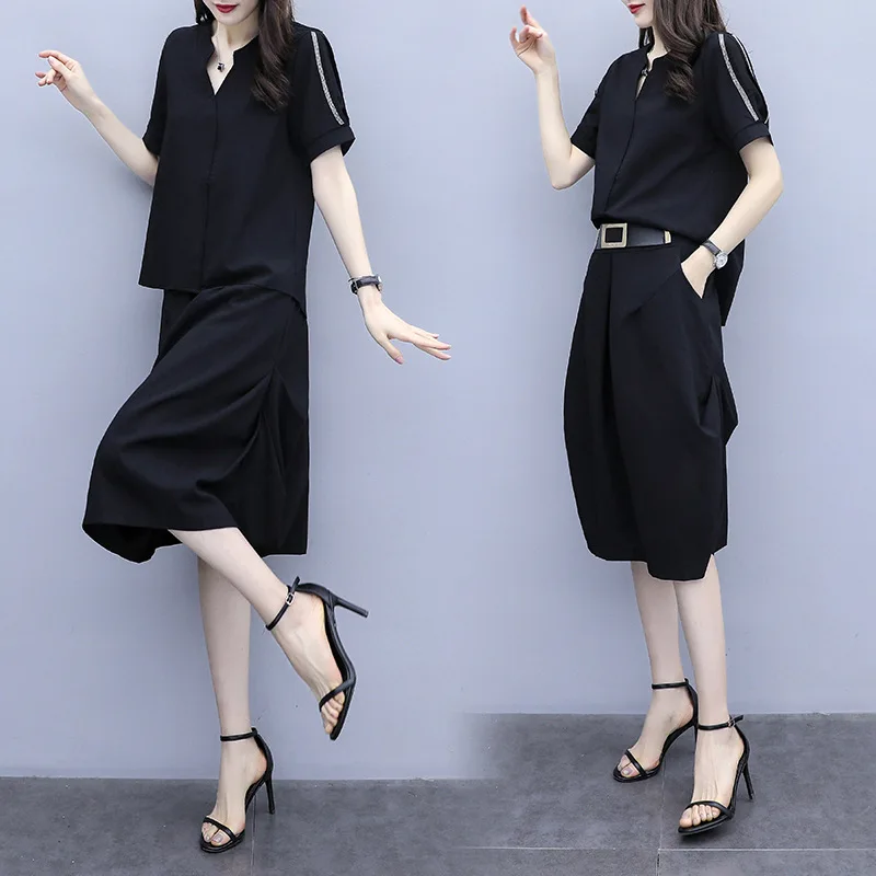

Dress Two-Piece Set Spring And Summer 2019 New Style WOMEN'S Dress-Style Mid-length Elegant French Half-length Skirt Suit