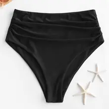 ZAFUL Простой высокой талии бикини с рюшами снизу