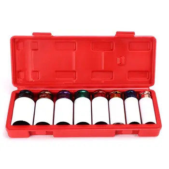 

8pcs Wheel Nut Socket Impact Metric 1/2in Deep Sleeve Cordset
