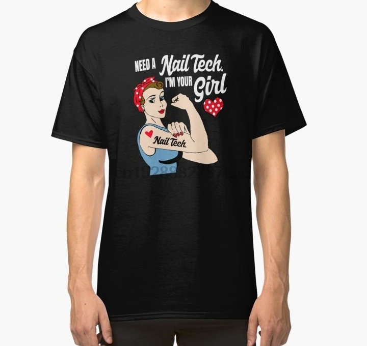 Мужская футболка Rosie The Riveter Nail Tech. Футболка подарок идея для ногтевого техника